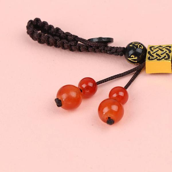 1PC Vintage Brass Money Bag Keychain Pendant Handmade Rope Lucky Feng Shui Coins Hanging Jewelry Car Key Chain