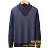 L-4XL Autumn and Winter New Fake Two Piece Sweater Men's Plush Knitted Warm Inner Wear Casual Versatile Pullover Top
