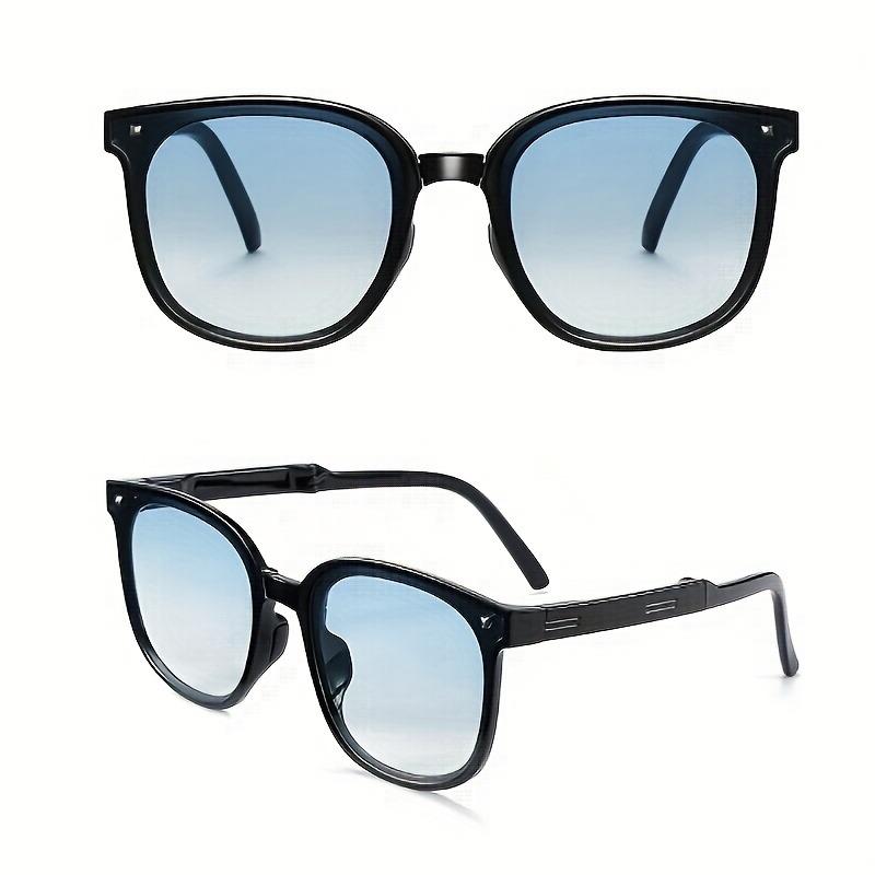 Women Square Sunglasses New Men Folding Glasses Net Red Outdoor Wild Shade Eyewear and Bag