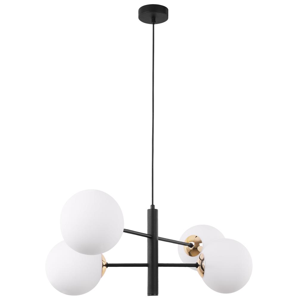 Vicenza Black And Gold Hanging Lamp 4-Flat White Lampshade E14