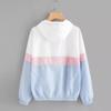 Womens  Long-sleeved Hooded Zipper  Stitching Contrast Color Windbreaker Coat