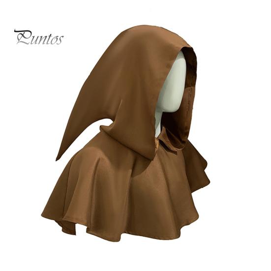 Halloween Cape Hood Middelalder Death Hat Ensfarget Retro mørk stil Cosplay kostyme Sceneshow Performance Sjal Cap