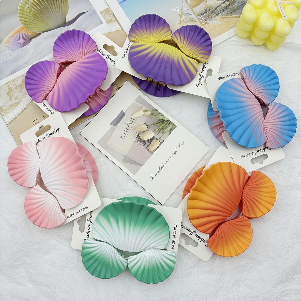 New Women Fashion 3PCS/Set Shell Hair Clip Frosted Gradient Color Claw Clip Girls Ponytail Holder Shark Clip Hair Accessories