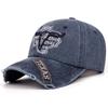Vintage American-Style Washed Distressed Bull Head Embroidery Baseball Cap Outdoor Casual Sun-Shading Distressed Visor Cap