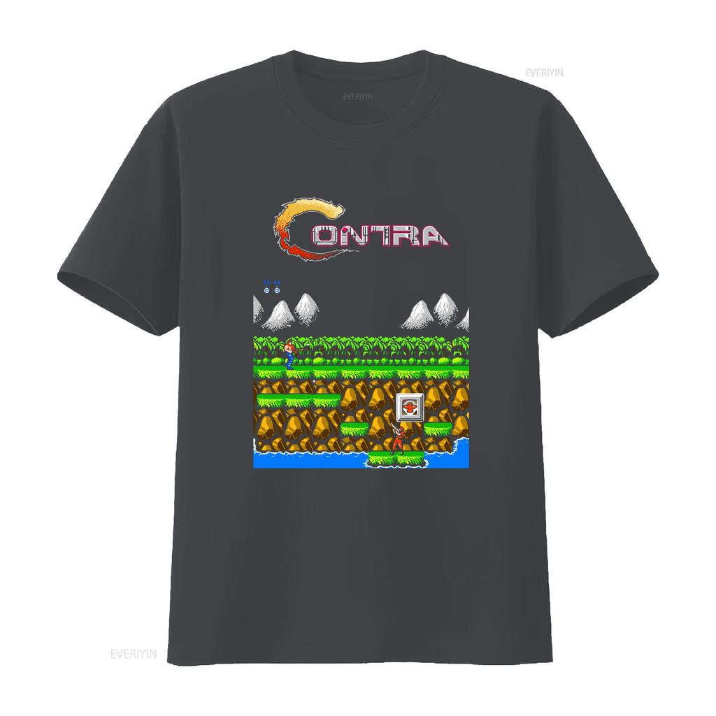 Contra gryzor stage 1 NES Famicom hra 8bitová obrazovka Tričko Arkádová klasika vintage retro design všechny velikosti vintage Vyprané