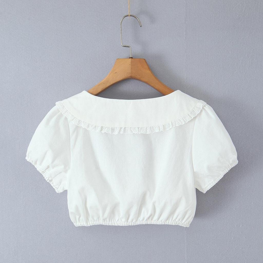 2026 French Women's Two-Piece Set: Square Neck Lace Crop Top + Low Waist Wrap Tie-Up Skirt