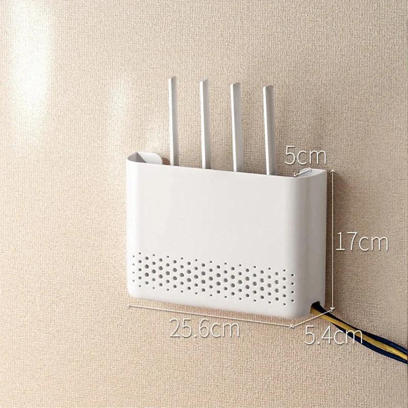Wireless Router Storage Box Punch-Free Wall-Mounted Wifi Router Holder Storage Shelf Space-Saving for Living Room
