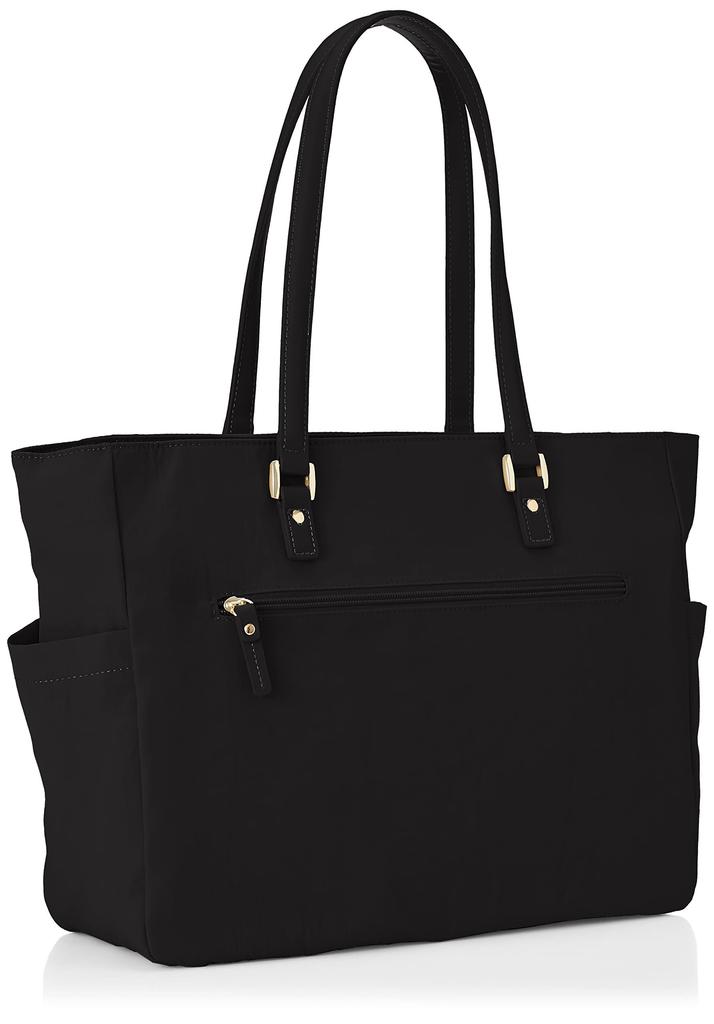 Prosperity White Business Tote Bag, Lightweight, Laptop Storage, A4B4 Size, Cowhide Leather and Nylon, PTNK-01 (Black)