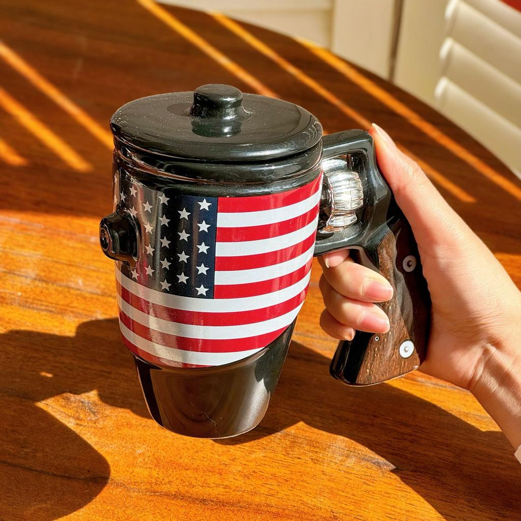 Revolver Cup Ceramic Mug Personalized Styling Coffee Cup Large Capacity Funny