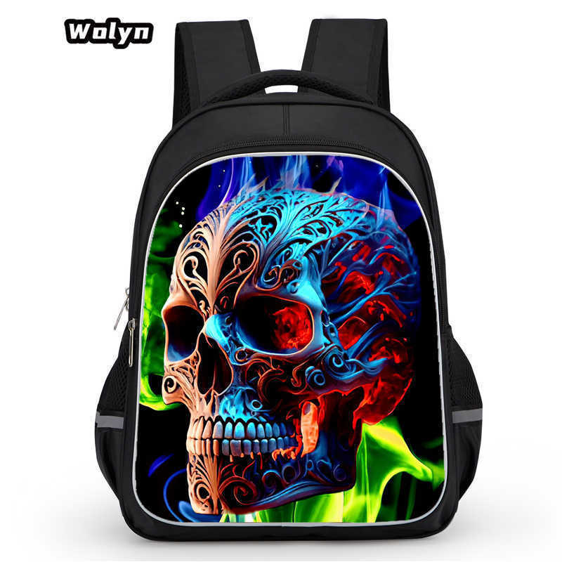 Skull Series Peripheral Animation Printing Backpack Student Bag Support