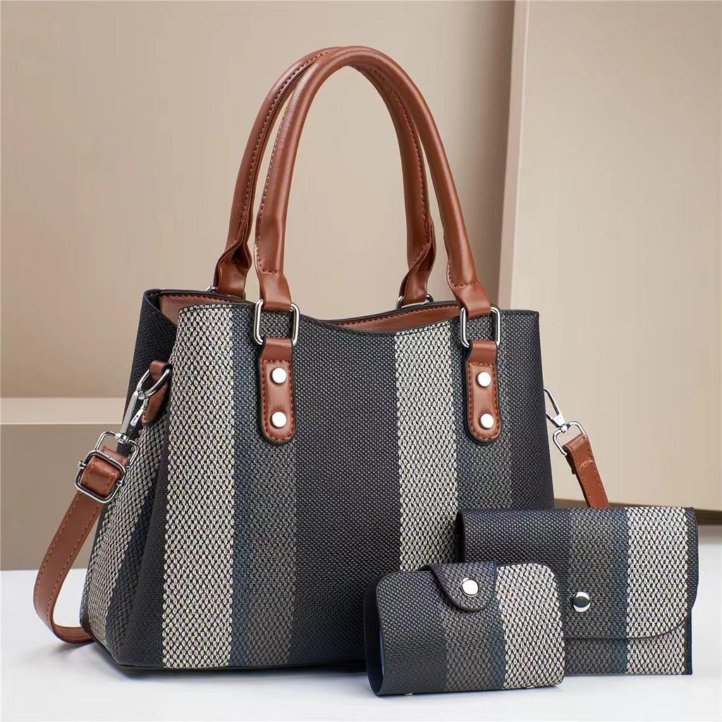 New Design Female Contrast Color Canvas Bag Style Women's Handbag Women's Atmosphere All-in-one Large Size Capacity Crossbody Bag
