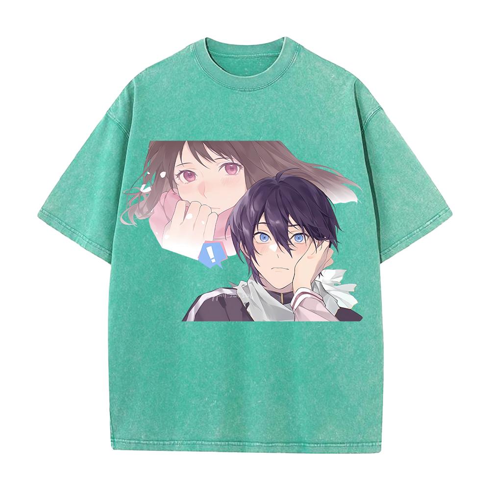 Anime Noragami Yato Iki Hiyori Graphic T Shirt Men Women Clothing Casual Cotton Tshirt Vintage Washed T-shirt Harajuku Male Tops