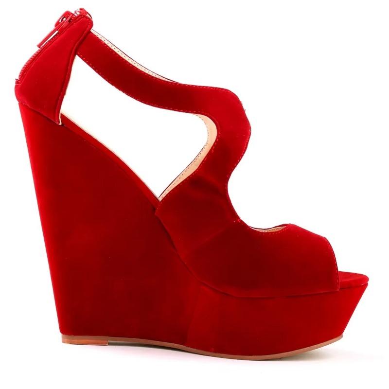 Új Női Szandálok Elegáns Női Bokapántos Platform Szandál Szexi Nyitott Orrú Bársony Magassarkú Ékek Esküvői Cipők Plus Size