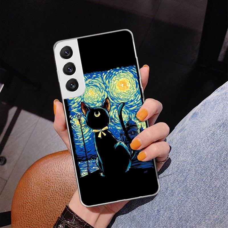 Black Cat Cartoon Cute Phone Case For Samsung Galaxy S24 S25 Edge S26 Ultra S23 S22 S21 Plus S20 FE + Personalized Print Cover G