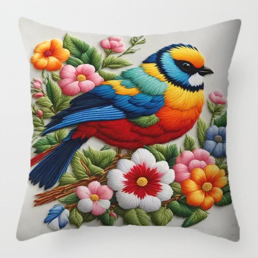 Flower Bird  45cm Pillow Case Vintage Decorative Pillowcase Creative Cushion Cover  Bedroom Accent