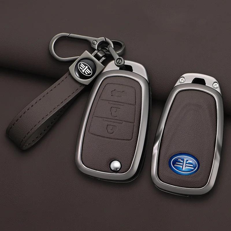 Zinc Alloy Car Key Case 3 Button Flip Keychain Remote Control Fobs Protector Cover Jacket For Faw Besturn X80