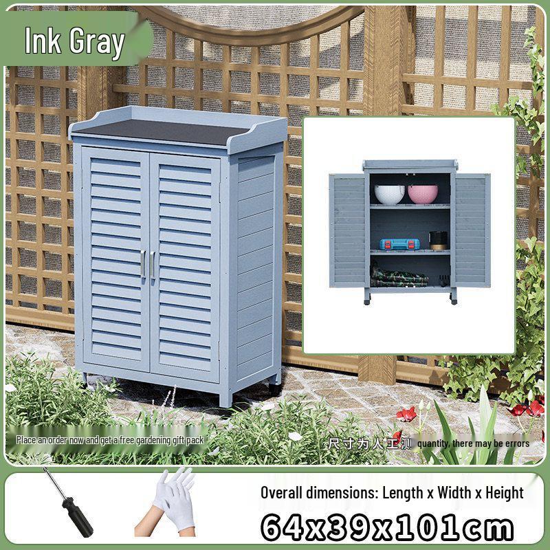 Outdoor Anti-Corrosion Solid Wood Garden Storage Cabinet with Sun Protection