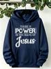 There Is Power Jesus Printing Womens Hoodies Korean Loose Hoody Fleece Pocket Unisex Clothing Autumn Casual Female Sportswear