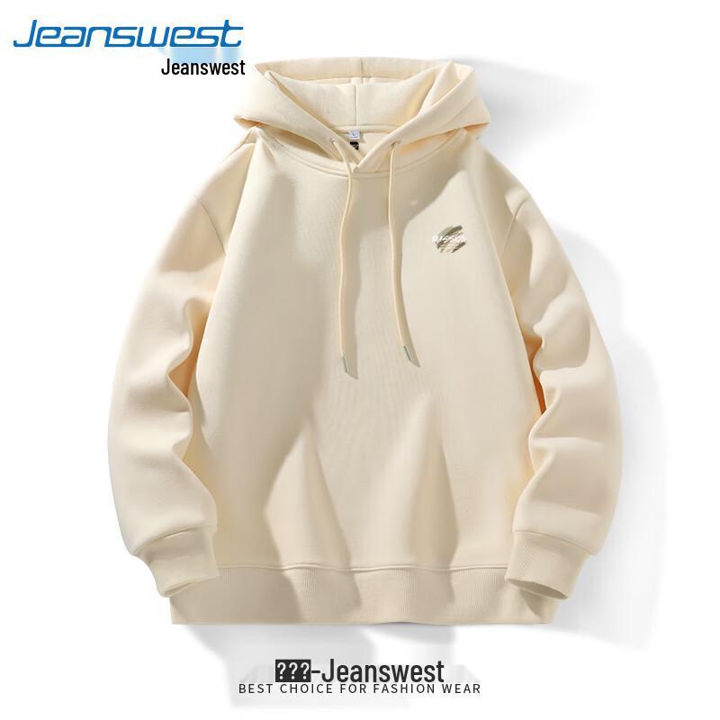 Jeanswest Unisex Retro Melard Trend Letter Print Hooded Sweatshirt
