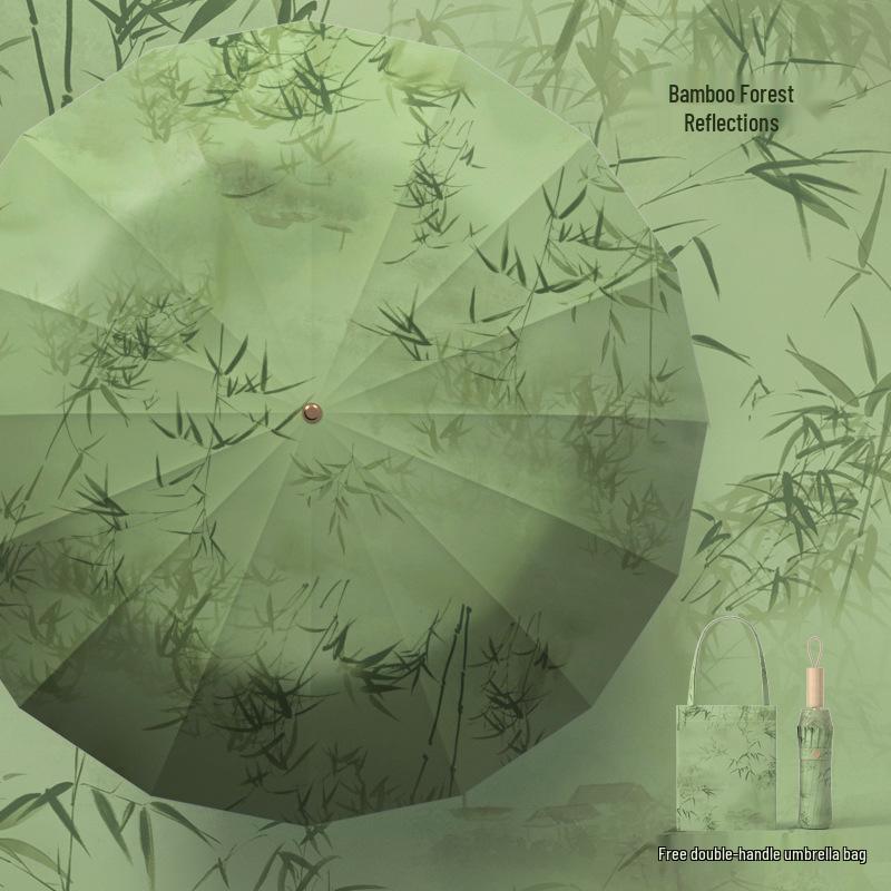 

Жіноча складана парасолька з 32 спицями подвійного призначення - Захист від сонця та дощу, Анти-УФ, Збільшена, Посилена, Потовщений сонцезахисний купол