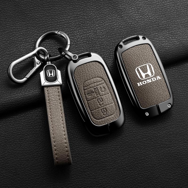 Leather Car Smart Remote Zinc Alloy Key Case Cover Protector for Honda 2023 2024 Accord Civic HR-V CR-V Pilot Sport SI EX EX-L