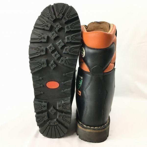 TREEME Forestry Protective Boots Made in Italy Leather Steel Toe Size 44 (Approx. 28.028.5cm) Black Work Leather/Forestry Civil Engineering(USED)