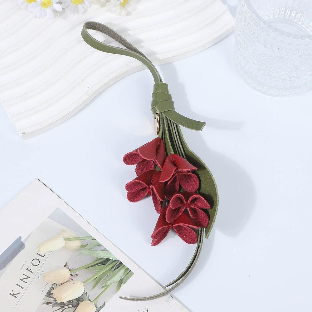 New PU Leather Simulation Flower Bag Hanging Car Drape Exquisite Jewelry Personalized Pendant Bag Charm