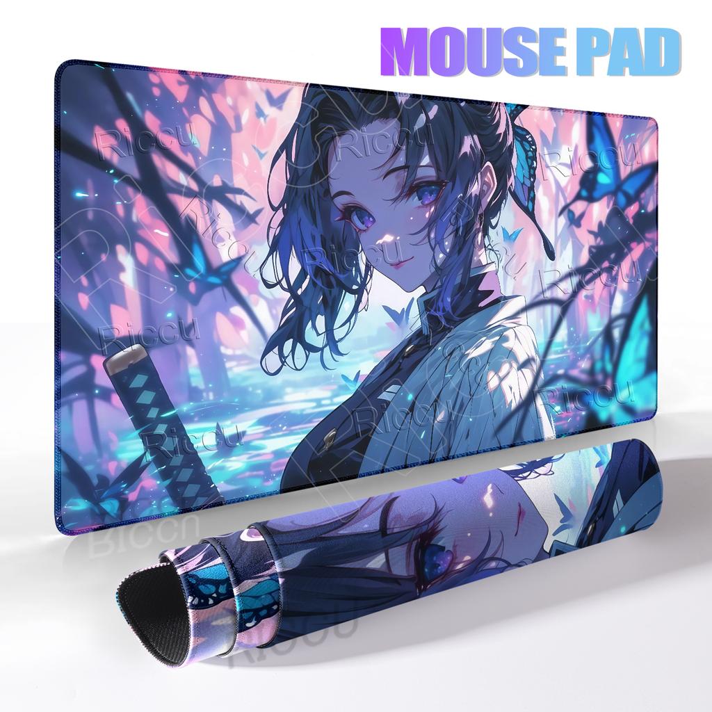 Mouse Pads Extended PC Purple Flower D-demon Slayer Desk Mat New Kochou Shinobu Table Mat Laptop Anime Girl Gamer Rubber Carpets
