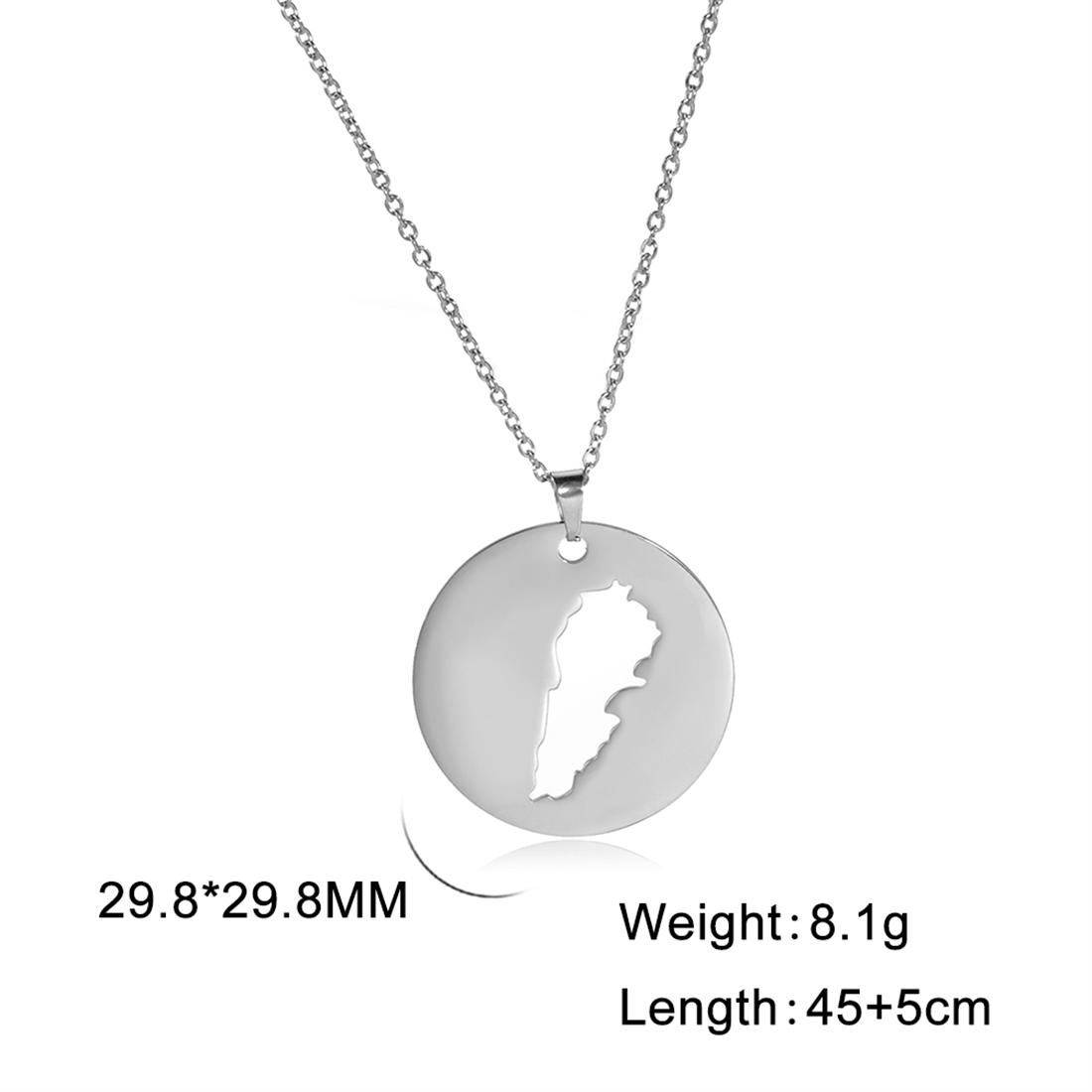 

Classic Lebanon Map Pendant Necklaces Stainless Steel Lebanese Country Flag Necklace Charm Patriotic Jewelry Gift