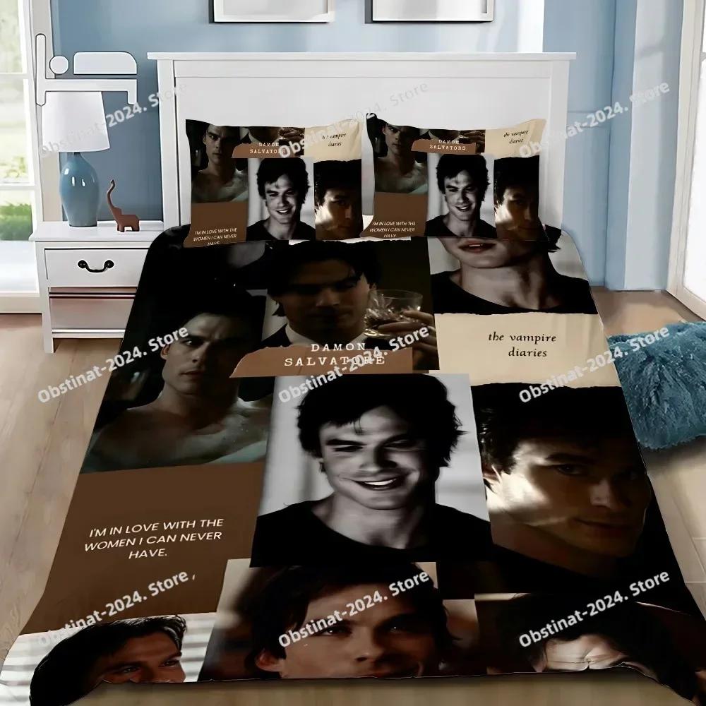 D-Damon Salvatore The Vampire Diaries Duvet Pillowcase Bedding Set Boy Girl Bedroom Decoration Children Gift Single Double Large