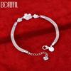 925 Sterling Silver Snake Chain Flower Bracelet Wedding Jewelry