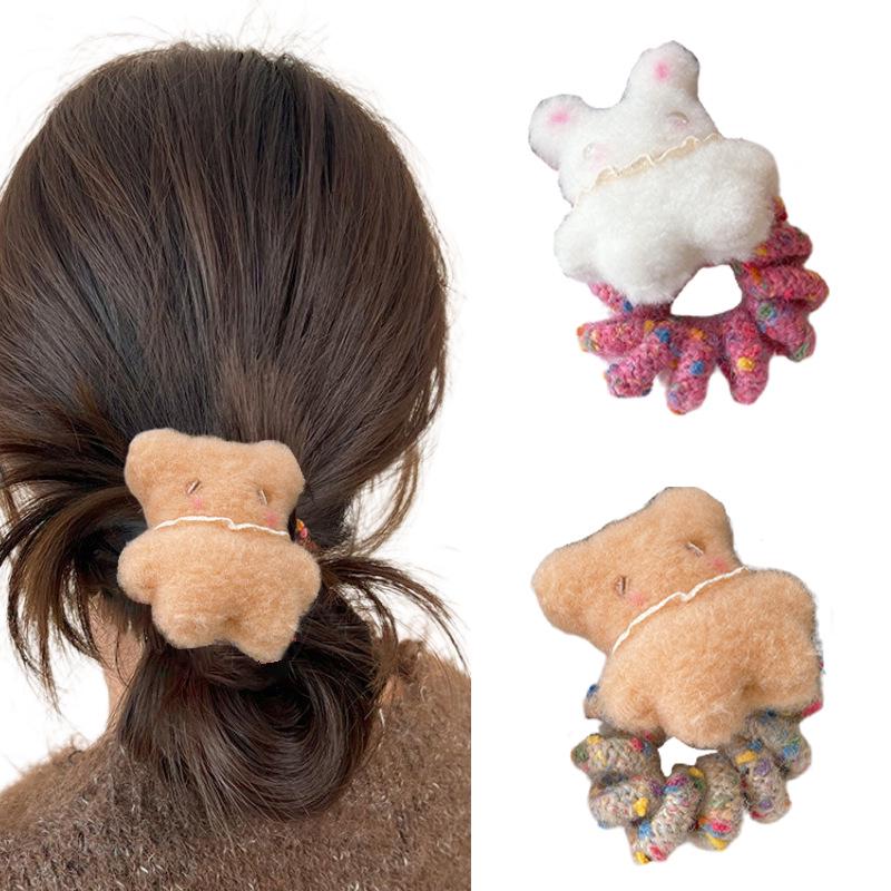 

Cartoon Bear & Bunny Plush Lace Hair Tie - Cute Hair Accessory for Girls & Women