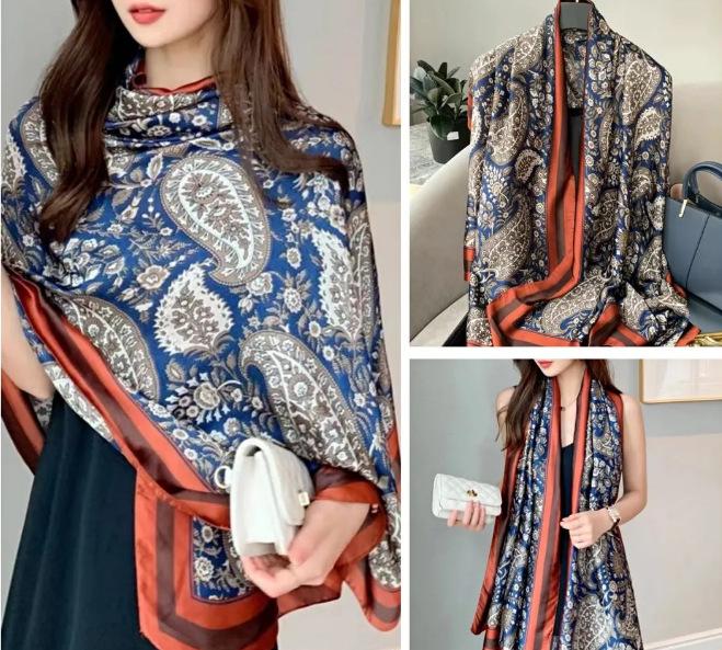 Gardenia Brocade Women's Versatile Scarf: Decorative Shawl, Sun Protection, Beach Towel