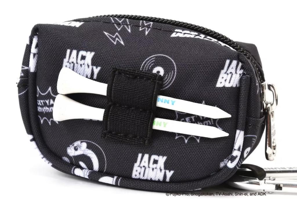 Ball Pouch with Can Hold 2 Golf [Jack Bunny] [Doraemon] (allover Pattern, Carabiner, Balls) / / 262-4284005 010_Black