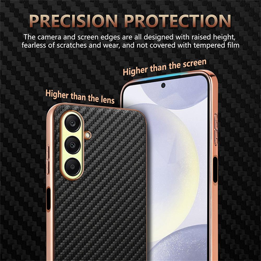 AZNS For Samsung Galaxy A57 5G Case Electroplating Carbon Fiber Texture PU + TPU Phone Cover