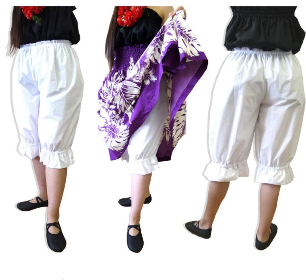 Ballet Sayori Hula Dance One for Kids and Made In Perfect for Hula Costumes and Folk Adult Clover Underpants, White, Knee-Length, Pair, Adults, Japan,