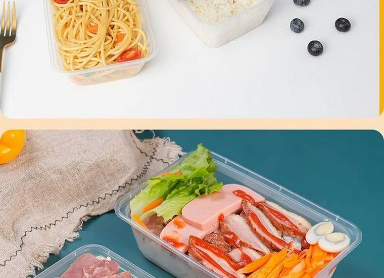 Disposable 750ml Rectangular Takeaway Box with Lid - Thickened Transparent Plastic Lunch/Fruit/Fast Food Container