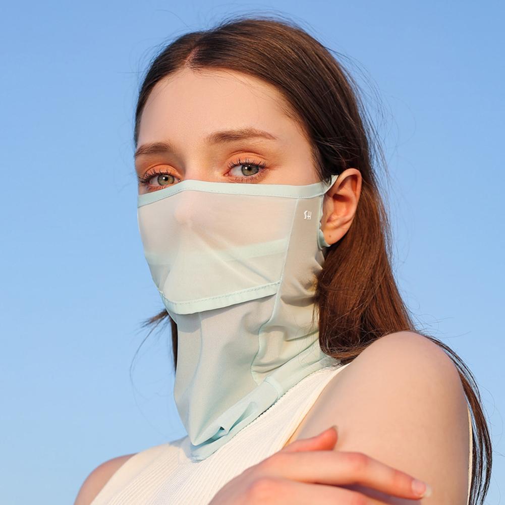 Eis-Seide UV-Sonnenschutzmaske Verstellbare Vollgesichts-Sonnenschutzmaske Anti-Ultraviolett Dünn für Sommer-Outdoor-Aktivitäten