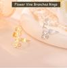 Cazador Aesthetic Adjustable Flower Vine Branches Rings for Women Stainless Steel Finger Rings Jewelry Wedding Valentine Gifts
