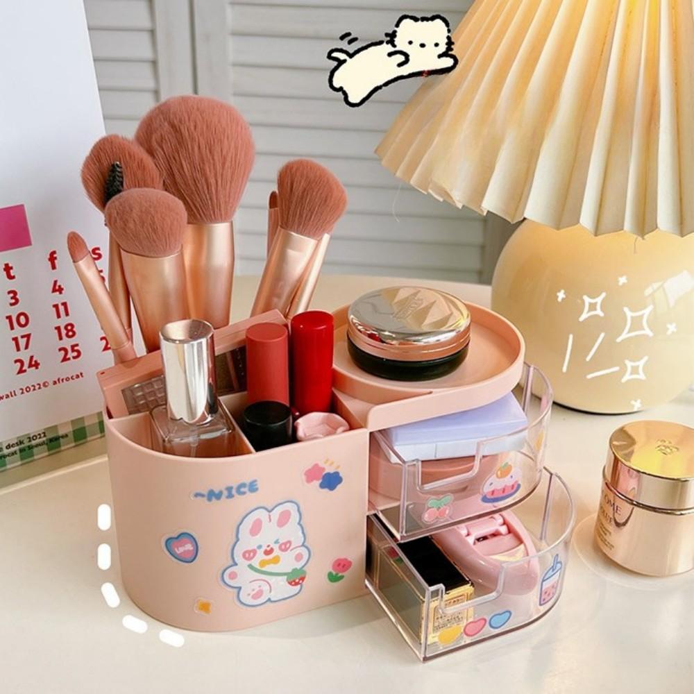 Kawaii Drawer Style Pen Holder Household Office Desk Miscellaneous Storage Rack Desktop Stationery Remote Control Storage Box