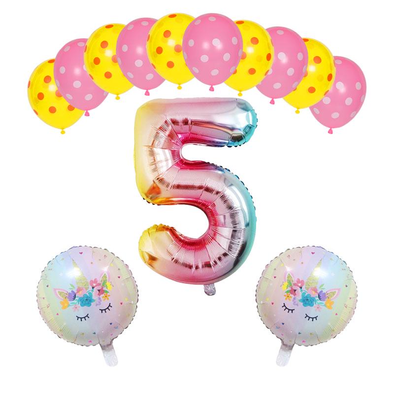 Buy 13pcs Happy Birthday Balloons Unicorn Balloons Gradient Number Ball