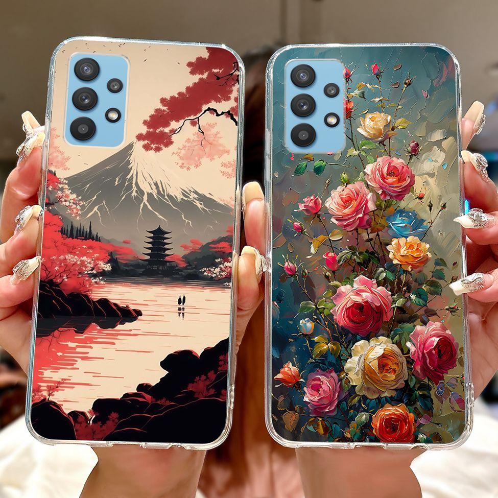 For Samsung A32 5G Case SM-A326B Clear Cute Cat Fashion Funny Painted Back Cover For Samsung Galaxy M32 5G Phone Case SM- M326B