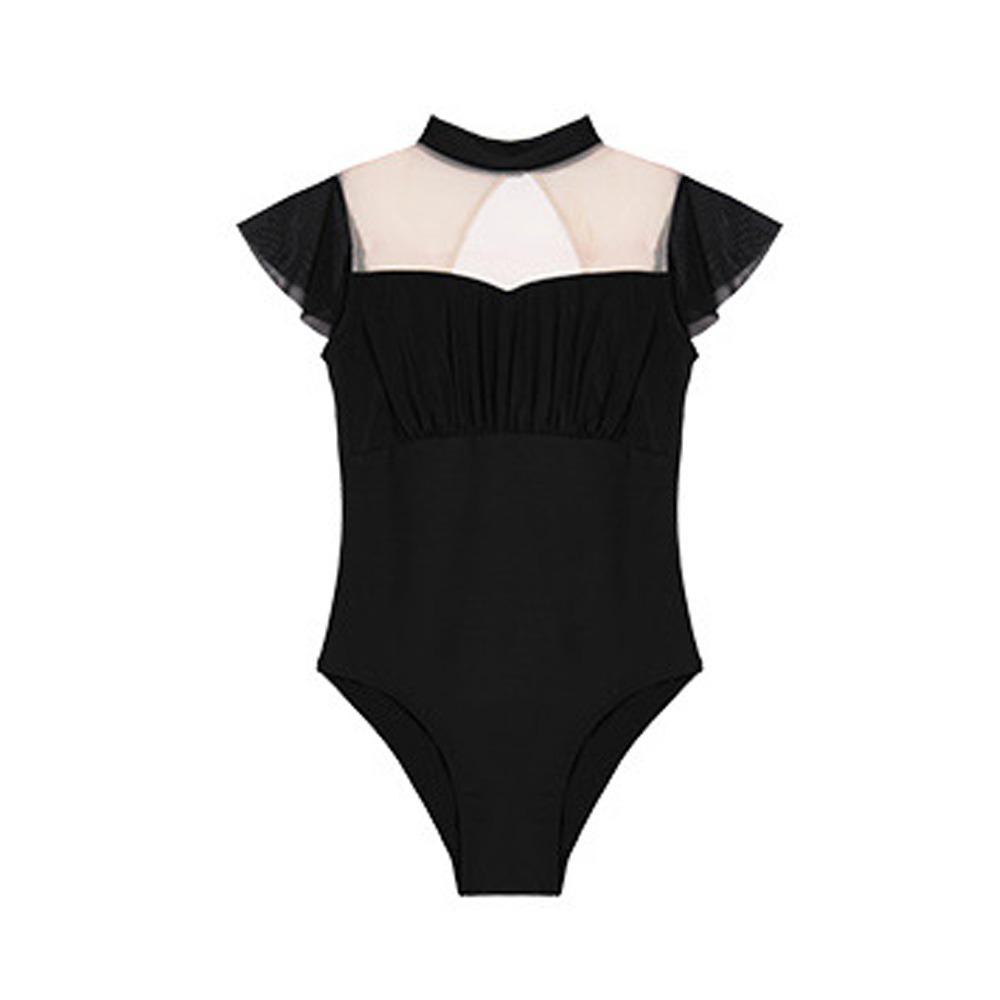 Pleated Balllerina Outfits for Dancing Nylon Ballet Leotards Outfits Dance Bodysuits  Gymnastic S чёрный