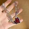 Punk Creativity Goth Red Color Love Heart Necklace Female Hip Hop Accessories All-match Personality Clavicle Chain Charm Jewerly