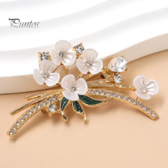 Brooch White Plum Blossom Brooch, Artistic Flower Branches Lapel Pin, Secure Clasp Electroplating Anti-Oxidation Badge for Coats Shirts Bags