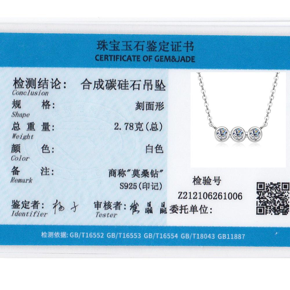 Vinregem 925 Sterlingsilber VVS1 3EX D Farbe 3 MM Rundschliff Echter Moissanit Diamant Edelstein Anhänger Halskette Echtschmuck GRA