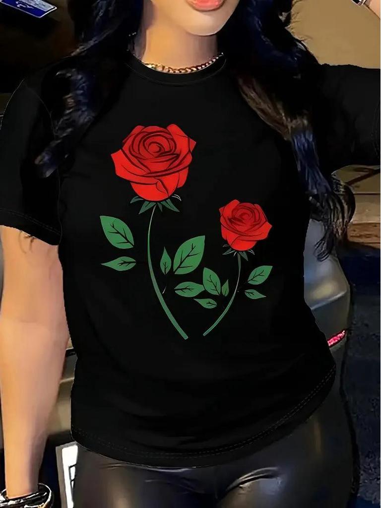 Damen Kurzarmtop mit Schmetterlingsdruck