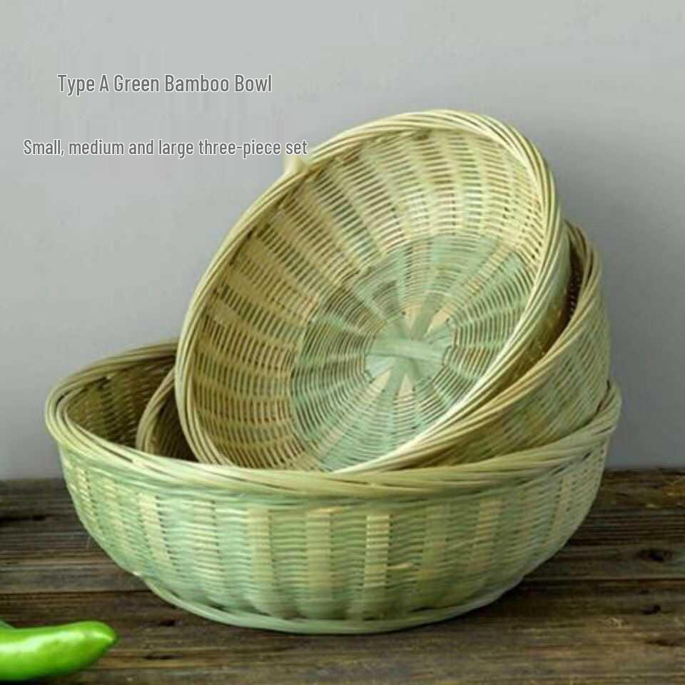 Bamboo Weaving Handmade Round Steamed Bun Basket & Sieve Basket