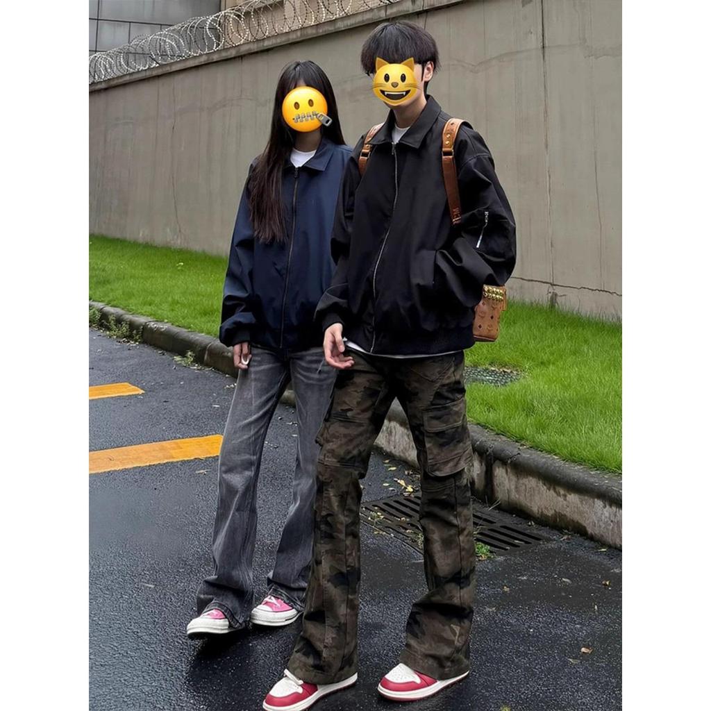 Men's Black MA1 Bomber Jacket - Autumn Streetwear Cool Lapel Short Silhouette Baseball Outerwear.