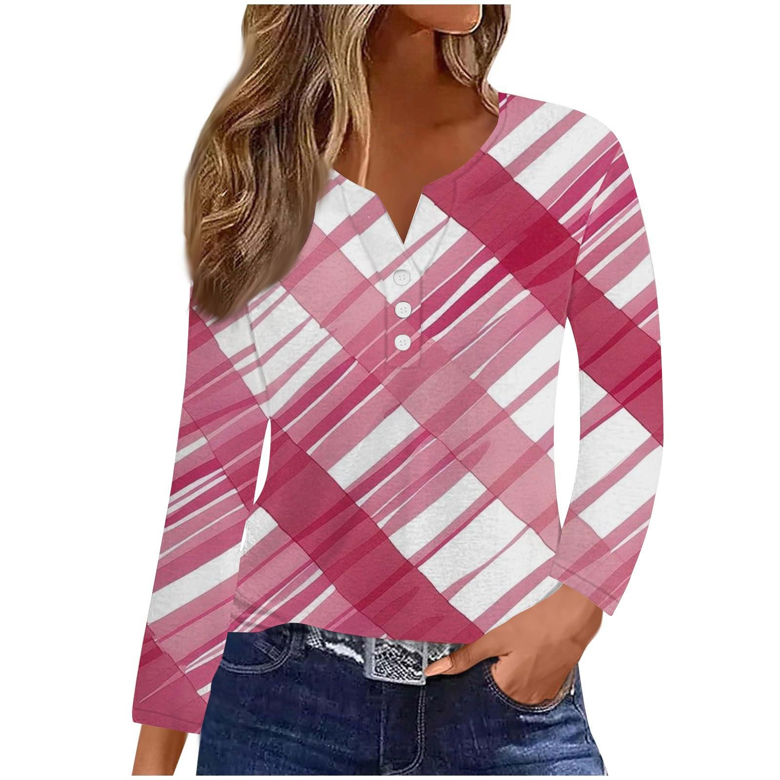 

Женская модная повседневная футболка с v-образным вырезом и длинным рукавом в полоску с принтом, топ XXXL красный